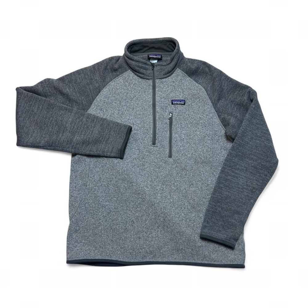 Patagonia Gray Two Tone Better Sweater Pullover 1/4 Zip Fleece Men’s Large 25521